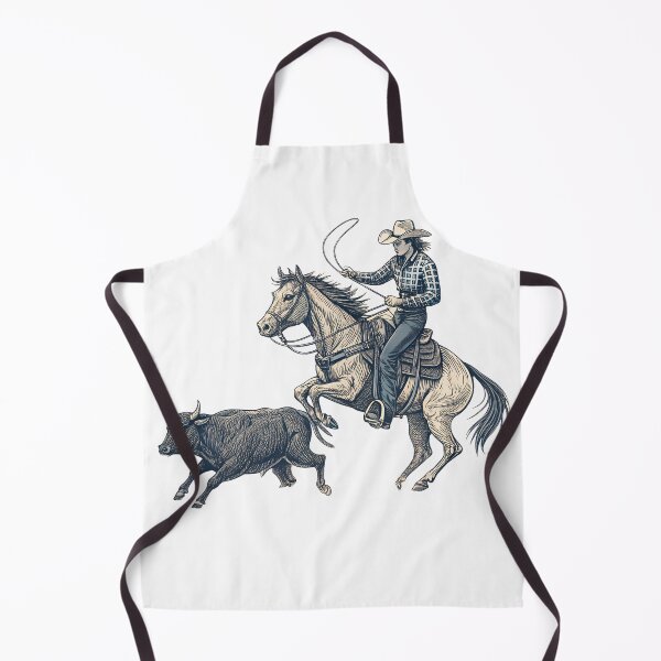 Item preview, Cutting Horse Rodeo – Dynamic Western Line Art Cowboy & Steer Design designed and sold by VividOrganica.