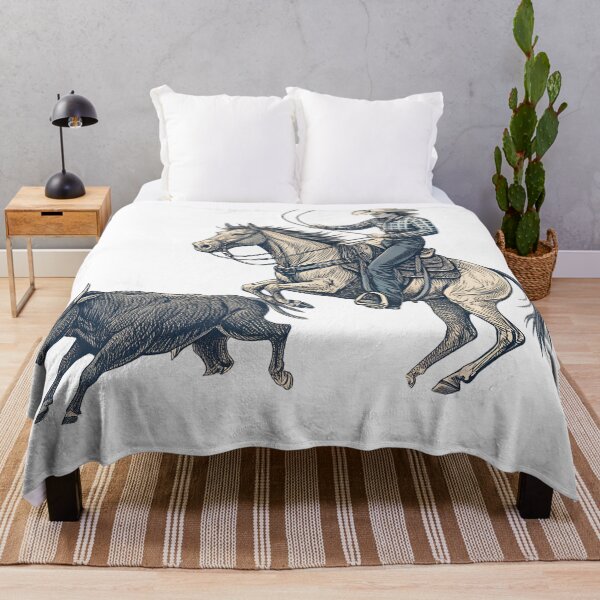 Item preview, Cutting Horse Rodeo – Dynamic Western Line Art Cowboy & Steer Design designed and sold by VividOrganica.