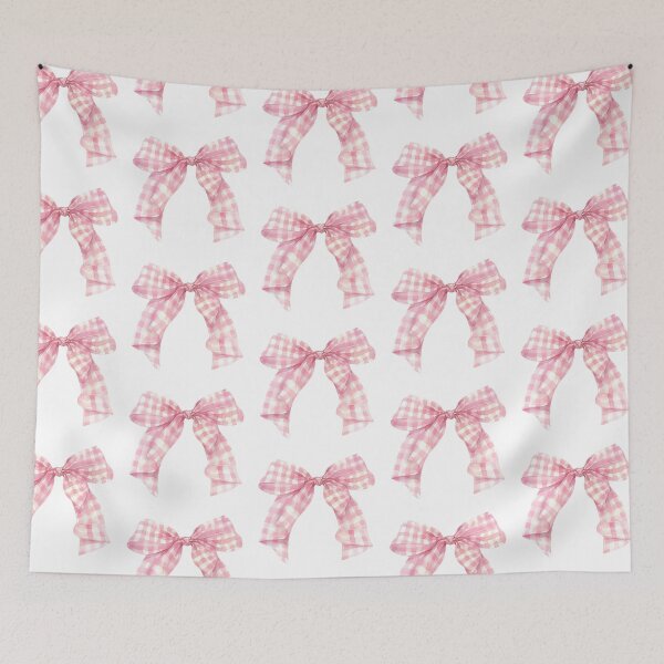 Item preview, pink plaid pattern bow designed and sold by viviofthevalley.