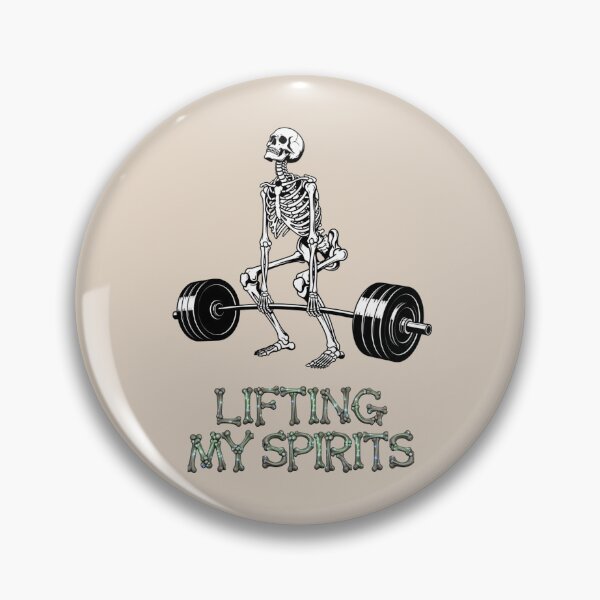 Item preview, Lifting my Spirits: A simple and iconic design. A skeleton weightlifter is the star, with the powerful words "Lifting My Spirits" written below in a strong font. designed and sold by Grang Art Artistic Designs.