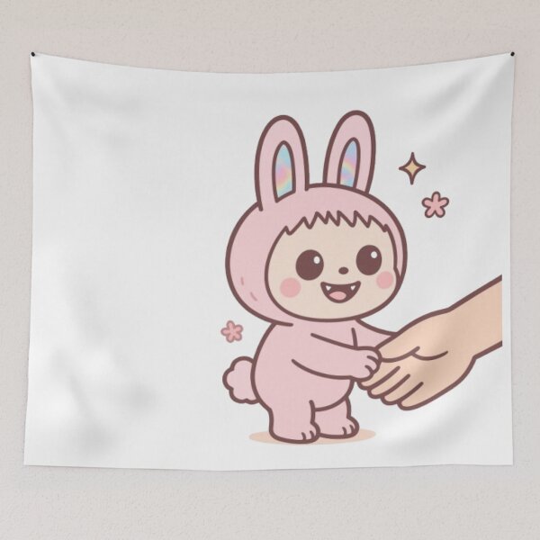 Item preview, Illustration kawaii de Labubu en costume lapin pastel designed and sold by MeowLoka ⭐⭐⭐⭐.