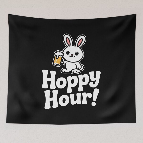 Item preview, Hoppy Hour! Funny Rabbit Pun designed and sold by PMCreative.