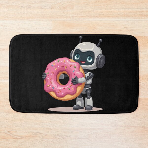 Artikelvorschau, Süßer Roboter mit Donut – Lustiges Cartoon Design entworfen und verkauft von Hans-Design.