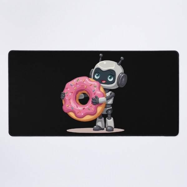 Item preview, Cute Robot with Donut – Funny Cartoon Design designed and sold by Hans-Design.