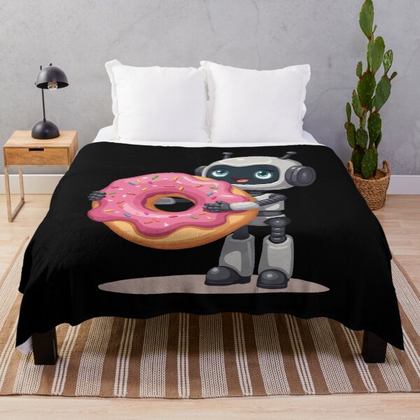 Item preview, Cute Robot with Donut – Funny Cartoon Design designed and sold by Hans-Design.