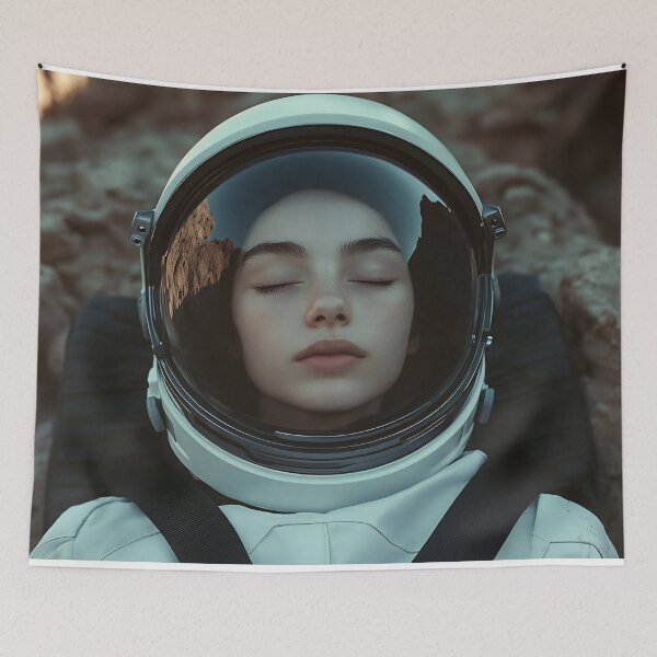 Item preview, Astronaut resting on rocky terrain designed and sold by anytka.