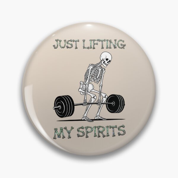 Item preview, Bone Broke But Strong: A simple and iconic design. A skeleton weightlifter is the star, with the powerful words "Lifting My Spirits" written below in a strong font. designed and sold by Grang Art Artistic Designs.