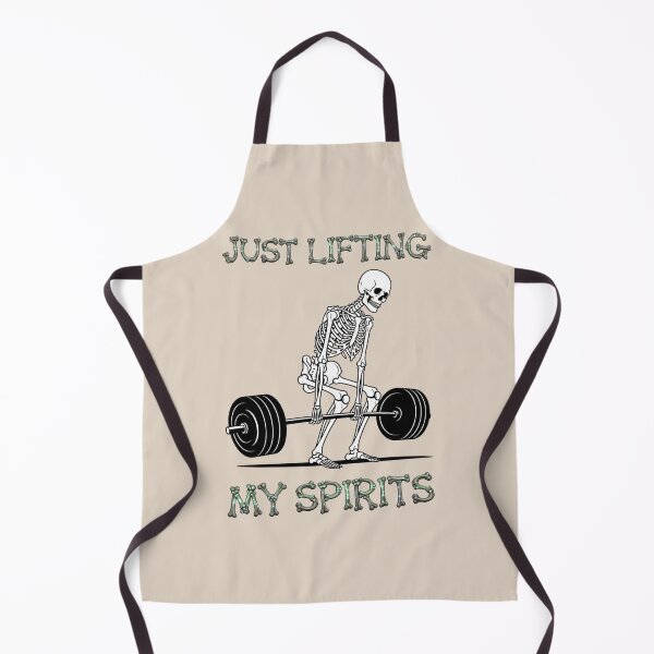Item preview, Bone Broke But Strong: A simple and iconic design. A skeleton weightlifter is the star, with the powerful words "Lifting My Spirits" written below in a strong font. designed and sold by Grang Art Artistic Designs.