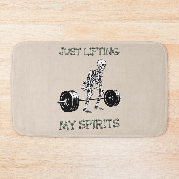 Item preview, Dead Serious Lifter: A simple and iconic design. A skeleton weightlifter is the star, with the powerful words "Lifting My Spirits" written below in a strong font. designed and sold by Grang Art Artistic Designs.