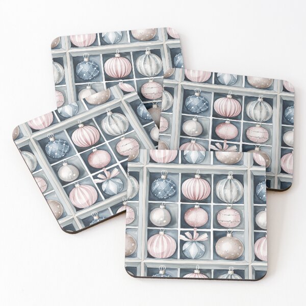 Item preview, Blue Pink Winter Christmas Ornaments All Over designed and sold by Feeling Artsy.