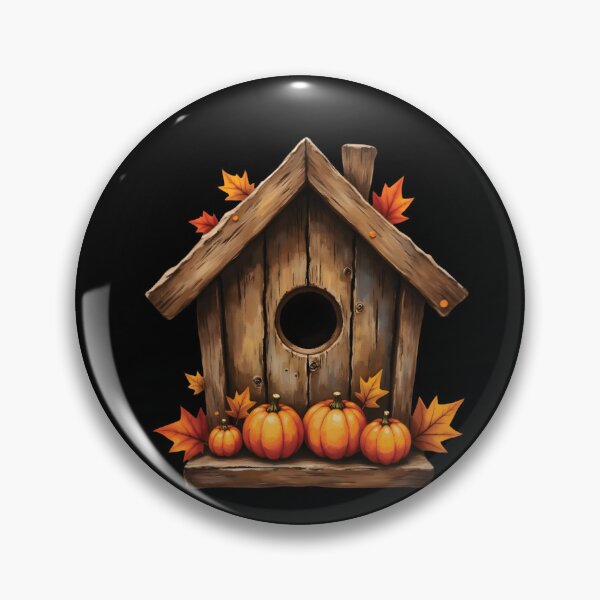 Item preview, Rustic Birdhouse with Pumpkins – Cozy Autumn Illustration designed and sold by mybunnyparadise.