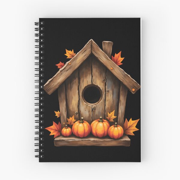 Item preview, Rustic Birdhouse with Pumpkins – Cozy Autumn Illustration designed and sold by mybunnyparadise.