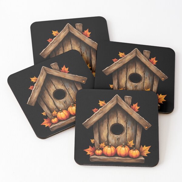 Item preview, Rustic Birdhouse with Pumpkins – Cozy Autumn Illustration designed and sold by mybunnyparadise.
