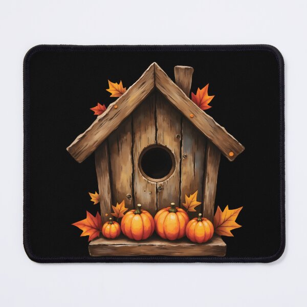 Item preview, Rustic Birdhouse with Pumpkins – Cozy Autumn Illustration designed and sold by mybunnyparadise.