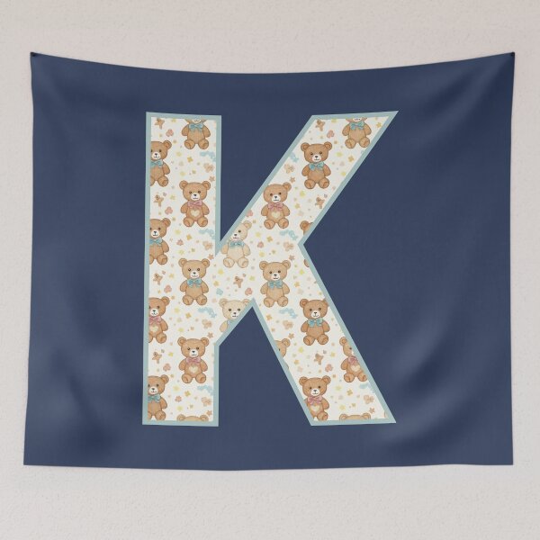 Item preview, Cute Teddy Bear Pattern Letter K Monogram designed and sold by rustyroofco.
