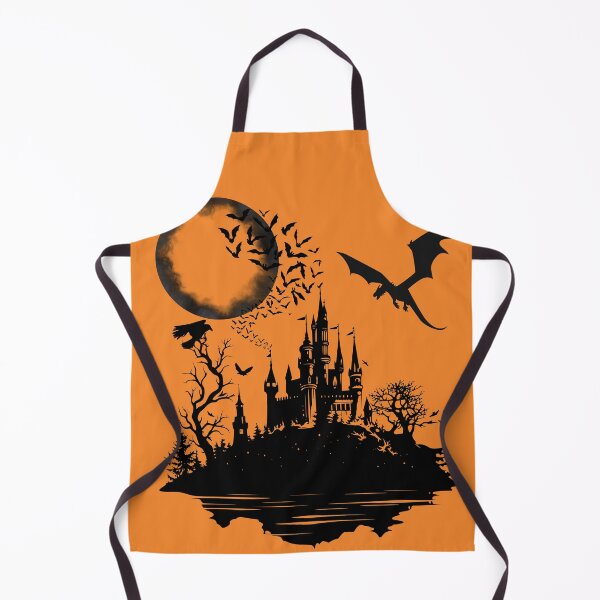 Item preview, a terrifying castle on a hill, a scary moon, a dragon and a swarm of bats designed and sold by DżodżoJoy.