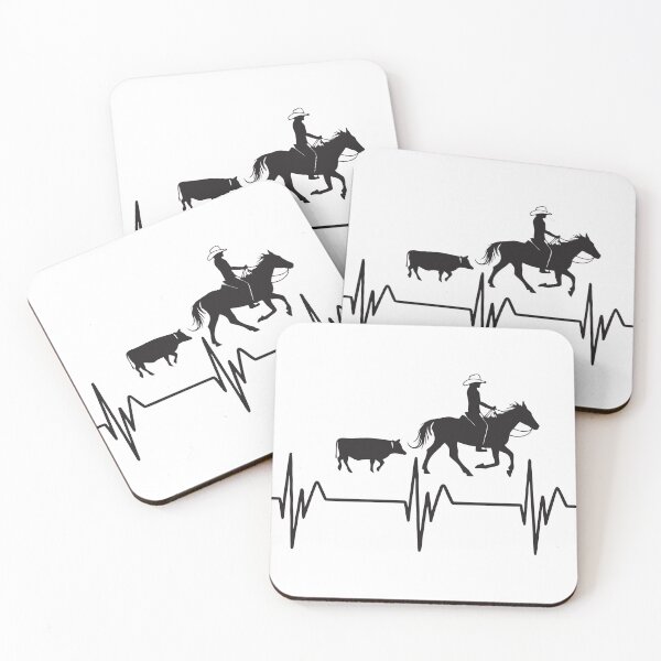 Item preview, Cutting Horse Heartbeat – Minimalist Cowboy & Steer Line Art Design designed and sold by VividOrganica.