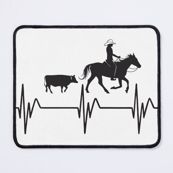 Item preview, Cutting Horse Heartbeat – Minimalist Cowboy & Steer Line Art Design designed and sold by VividOrganica.
