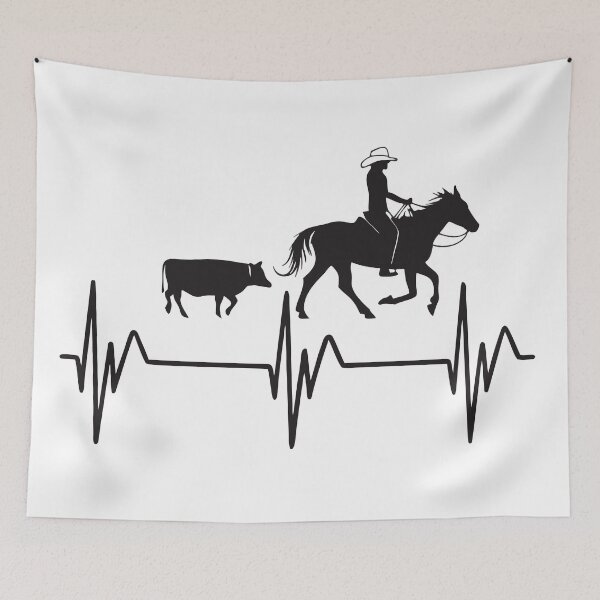 Item preview, Cutting Horse Heartbeat – Minimalist Cowboy & Steer Line Art Design designed and sold by VividOrganica.
