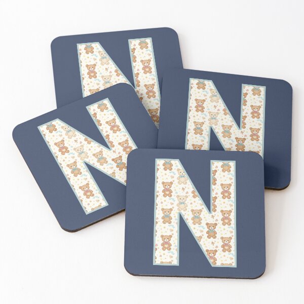 Item preview, Cute Teddy Bear Pattern Letter N Monogram designed and sold by rustyroofco.
