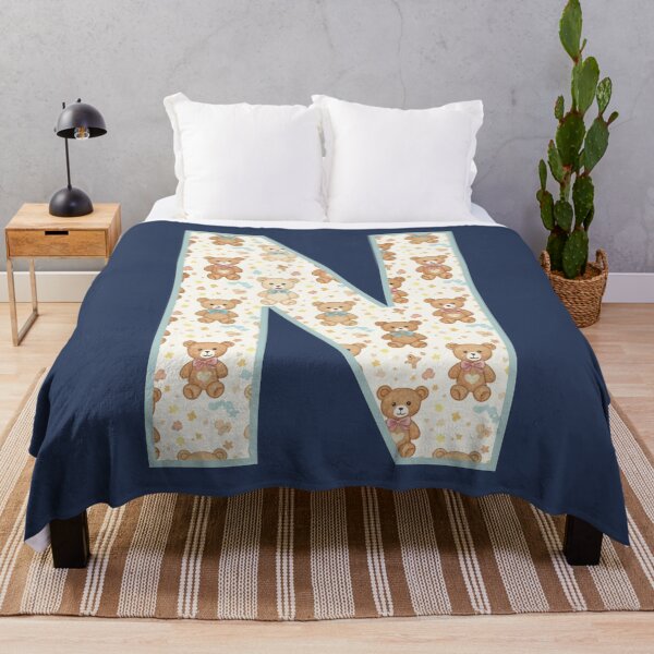 Item preview, Cute Teddy Bear Pattern Letter N Monogram designed and sold by rustyroofco.