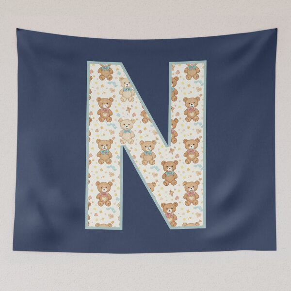 Item preview, Cute Teddy Bear Pattern Letter N Monogram designed and sold by rustyroofco.