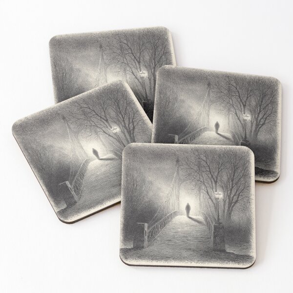 Item preview, “Mysterious Figure on the Bridge” designed and sold by AlexLineArt.