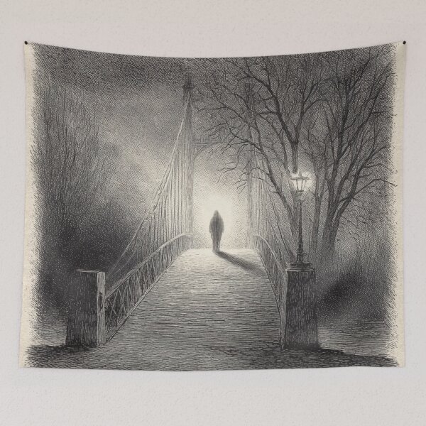 Item preview, “Mysterious Figure on the Bridge” designed and sold by AlexLineArt.