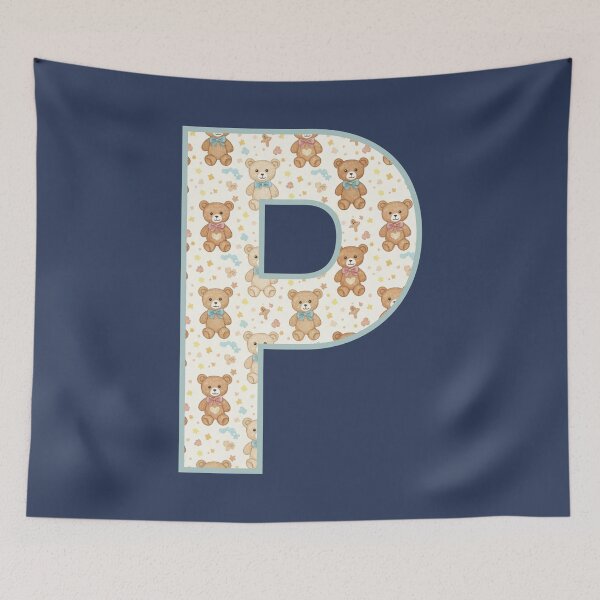 Item preview, Cute Teddy Bear Pattern Letter P Monogram designed and sold by rustyroofco.