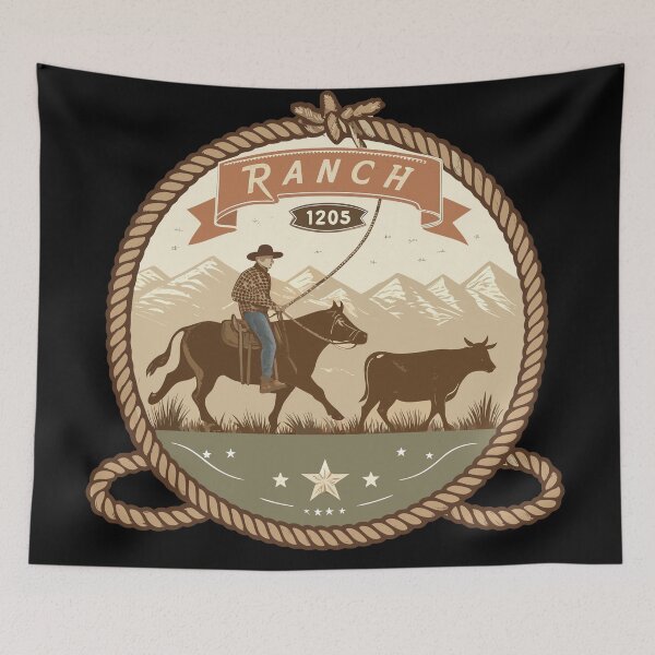Item preview, Vintage Cutting Horse Badge – Western Cowboy Rodeo Logo Design designed and sold by VividOrganica.