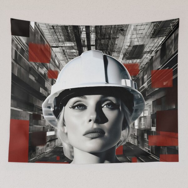 Item preview, Strong woman in construction setting designed and sold by anytka.