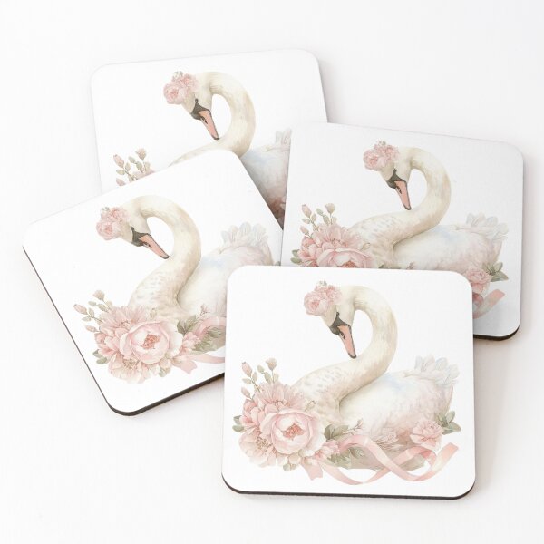 Item preview, coquette swan with flowers and ribbons designed and sold by viviofthevalley.