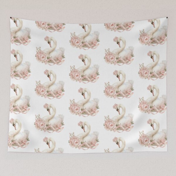 Item preview, coquette swan with flowers and ribbons designed and sold by viviofthevalley.
