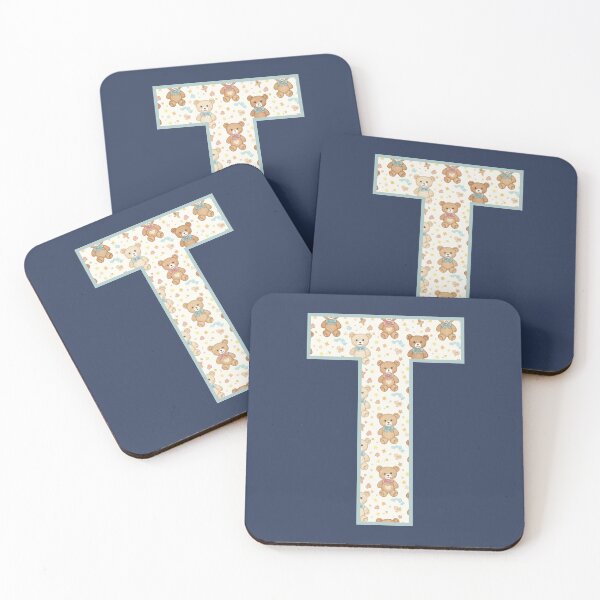 Item preview, Cute Teddy Bear Pattern Letter T Monogram designed and sold by rustyroofco.