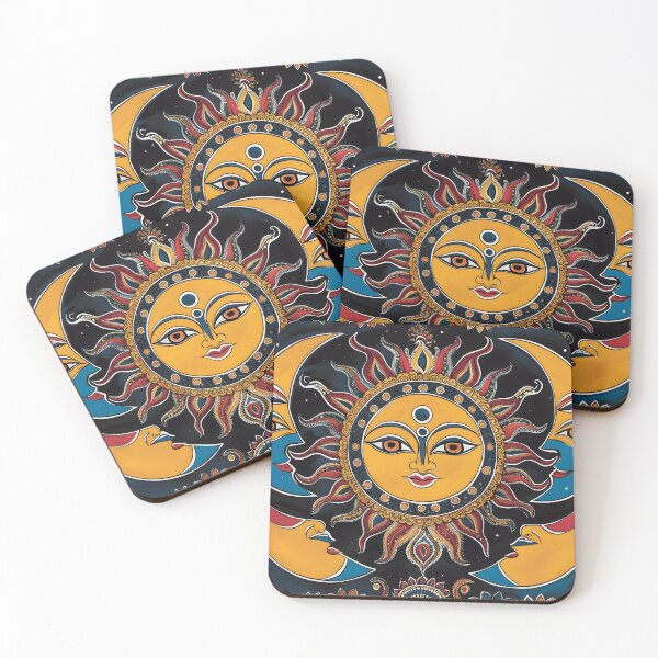 Item preview, A Madhubani Art Print of the Sun and Moon designed and sold by Haus Of K.