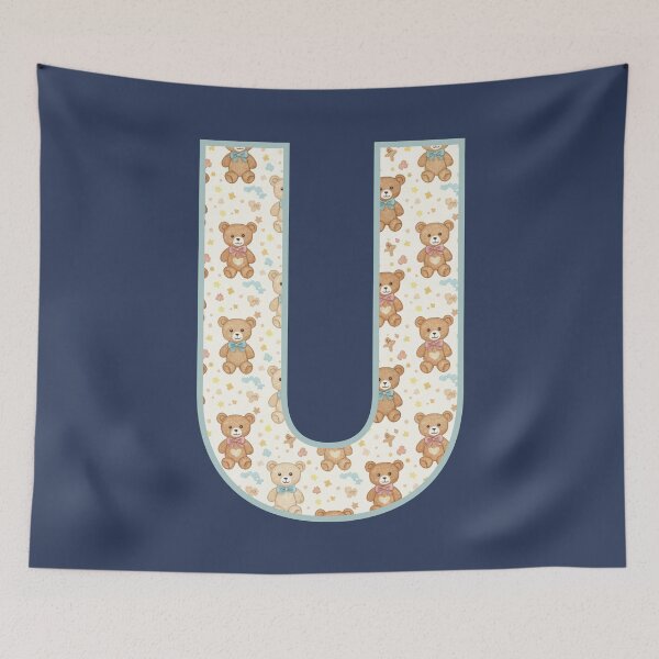 Item preview, Cute Teddy Bear Pattern Letter U Monogram designed and sold by rustyroofco.
