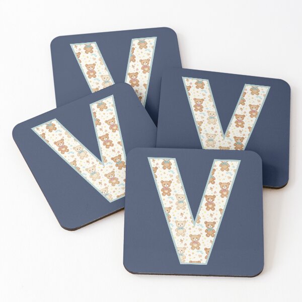 Item preview, CuteTeddy Bear Pattern Letter V Monogram designed and sold by rustyroofco.