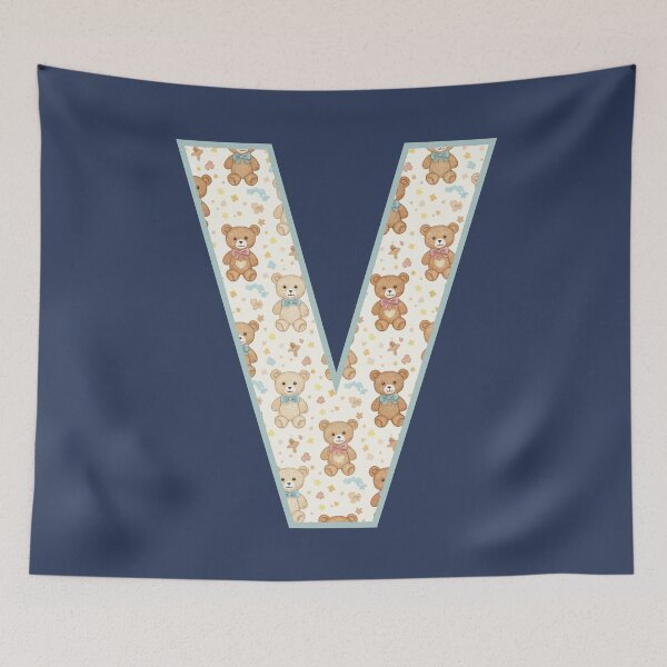 Item preview, CuteTeddy Bear Pattern Letter V Monogram designed and sold by rustyroofco.