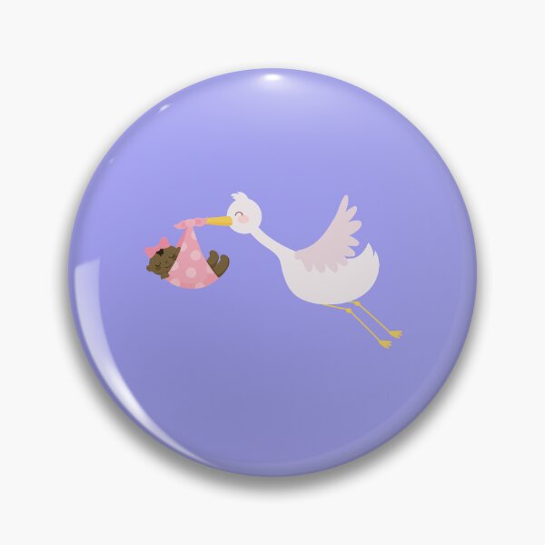 Item preview, Cute Stork with Baby Girl – Pink Newborn Arrival Design for Baby Shower designed and sold by Dragonfly-10.