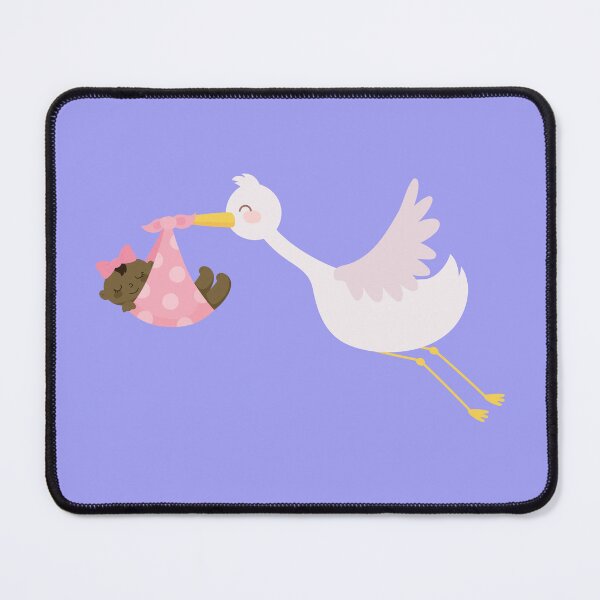 Item preview, Cute Stork with Baby Girl – Pink Newborn Arrival Design for Baby Shower designed and sold by Dragonfly-10.