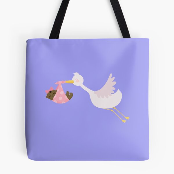 Item preview, Cute Stork with Baby Girl – Pink Newborn Arrival Design for Baby Shower designed and sold by Dragonfly-10.
