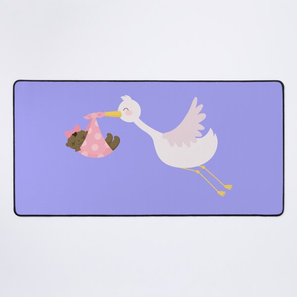 Item preview, Cute Stork with Baby Girl – Pink Newborn Arrival Design for Baby Shower designed and sold by Dragonfly-10.
