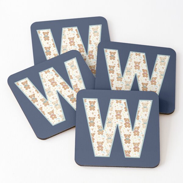 Item preview, Cute Teddy Bear Pattern Letter W Monogram designed and sold by rustyroofco.