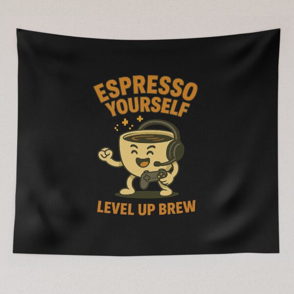Item preview, Espresso Yourself – Level Up Brew Coffee Gamer Tee designed and sold by Camp Chaos by Wharf Wreckers.