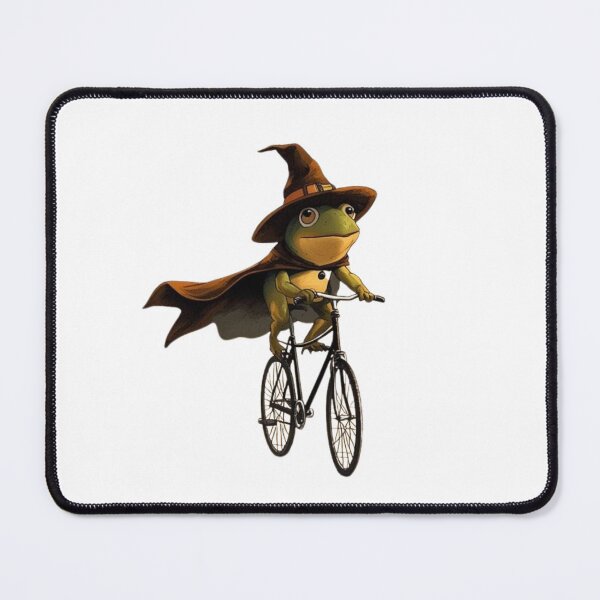 Item preview, Vintage Frog on Bicycle with Wizard Hat and Cape – Whimsical Magical Illustration designed and sold by TheMysticNook.