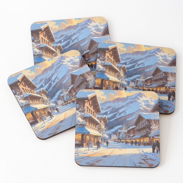 Item preview, Cozy Ski Town Sunset designed and sold by MakersMinds.