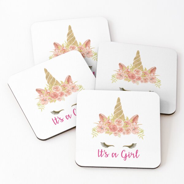 Item preview, It’s a Girl Unicorn Design – Floral Gold Baby Shower Art for Newborn Girl Announcement designed and sold by Dragonfly-10.