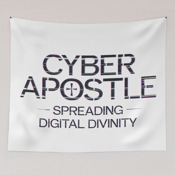 Item preview, Cyber Apostle Spreading Digital Divinity Glitch Art | Futuristic Gift Tee Digital Download designed and sold by AnnDesignStudio.