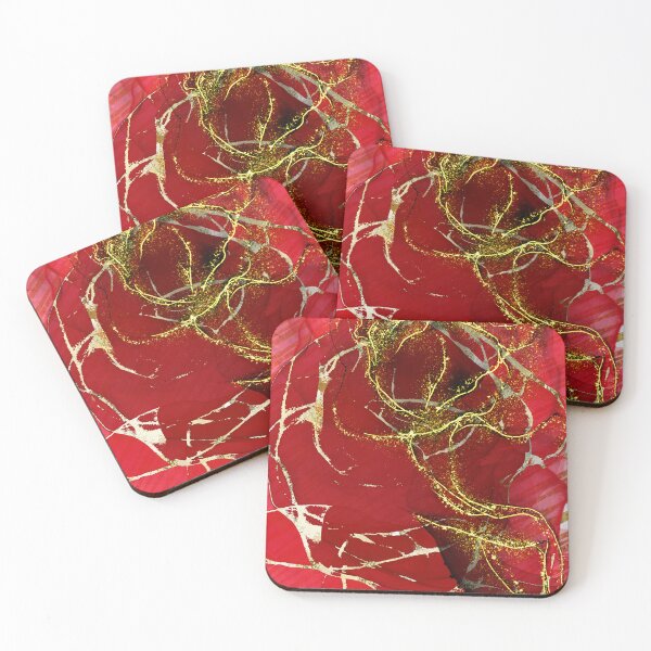 Item preview, Crimson Passion – Red Abstract with Golden Veins designed and sold by SANNYSTAM.