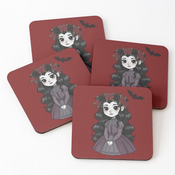 Item preview, Cute Flower Crown Vampire Girl – Kawaii Halloween Character designed and sold by hiraum.